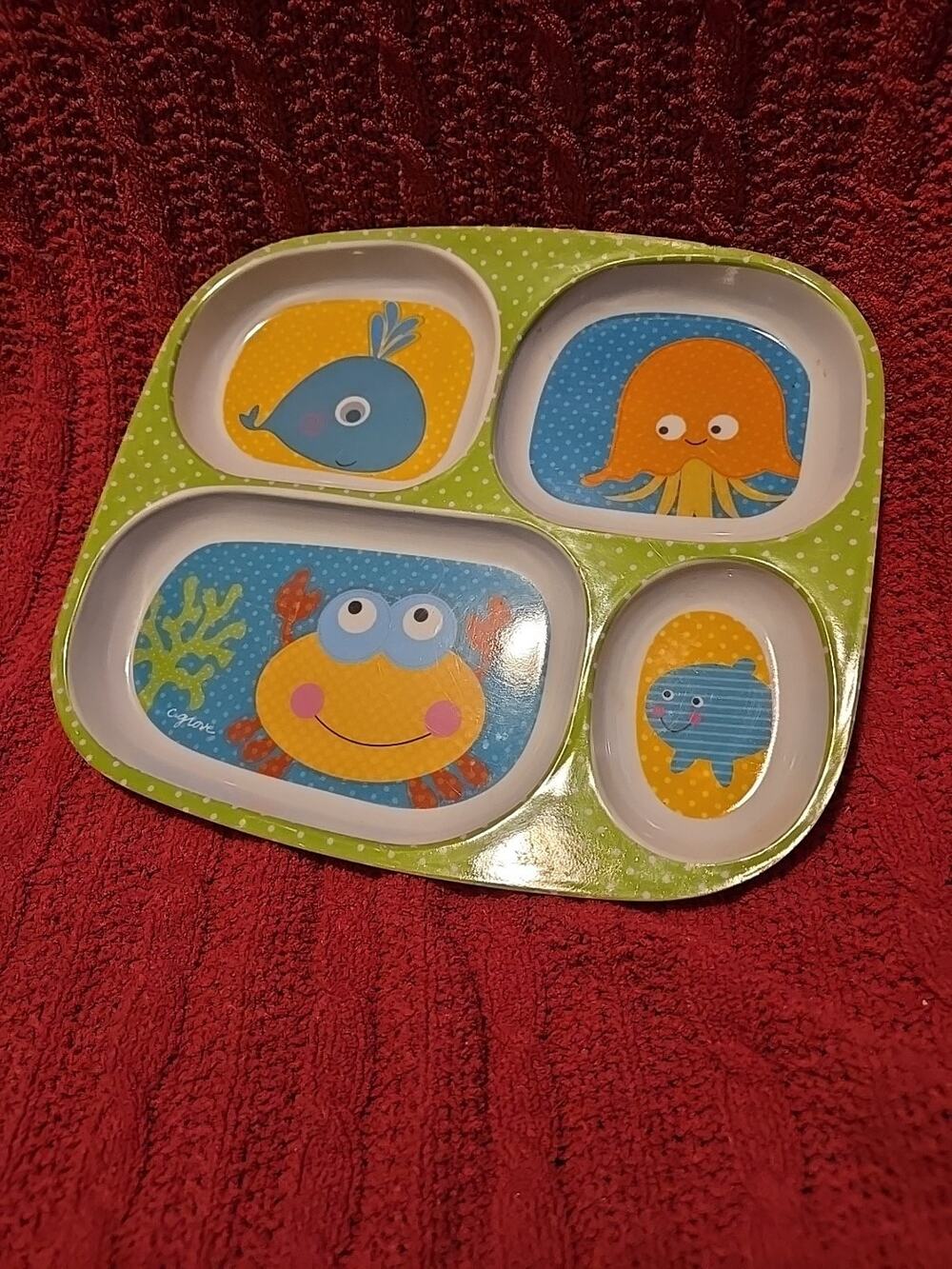Citrus Grove Child's 9.5 x 8.5" Divided 4-Section Plate Melamine Sea Animals B32